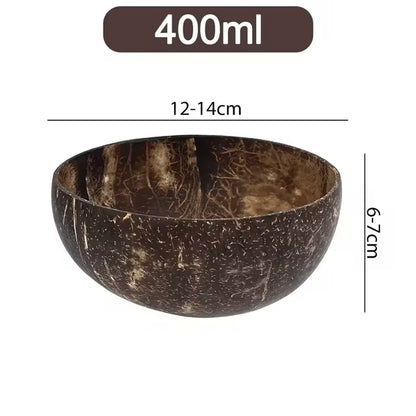 Coconut Bowls - Reusable Wooden Salad Bowls, Natural Coconut Shell Serving Utensils for Breakfast and Parties