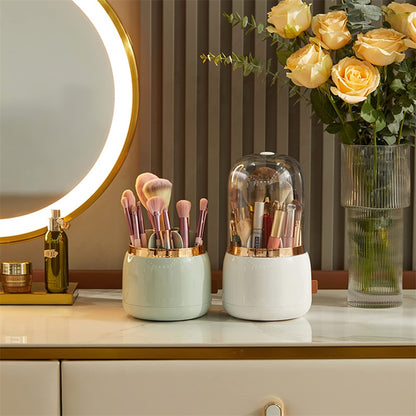 360° Rotating Makeup Brush Holder – Portable Desktop Organizer for Cosmetics, Tools, and Jewelry Storage