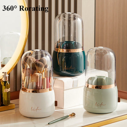 360° Rotating Makeup Brush Holder – Portable Desktop Organizer for Cosmetics, Tools, and Jewelry Storage