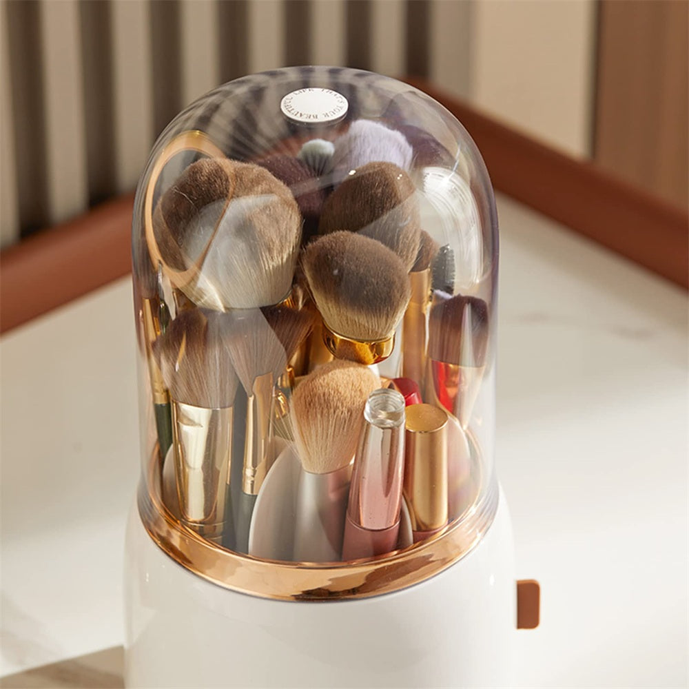 360° Rotating Makeup Brush Holder – Portable Desktop Organizer for Cosmetics, Tools, and Jewelry Storage