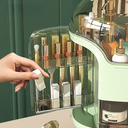 Eleganter, staubdichter Make-up-Organizer mit Fächern für Wattepads und Tupfer – Vielseitige Aufbewahrungsbox für Schmuck und Kosmetik für das Badezimmer