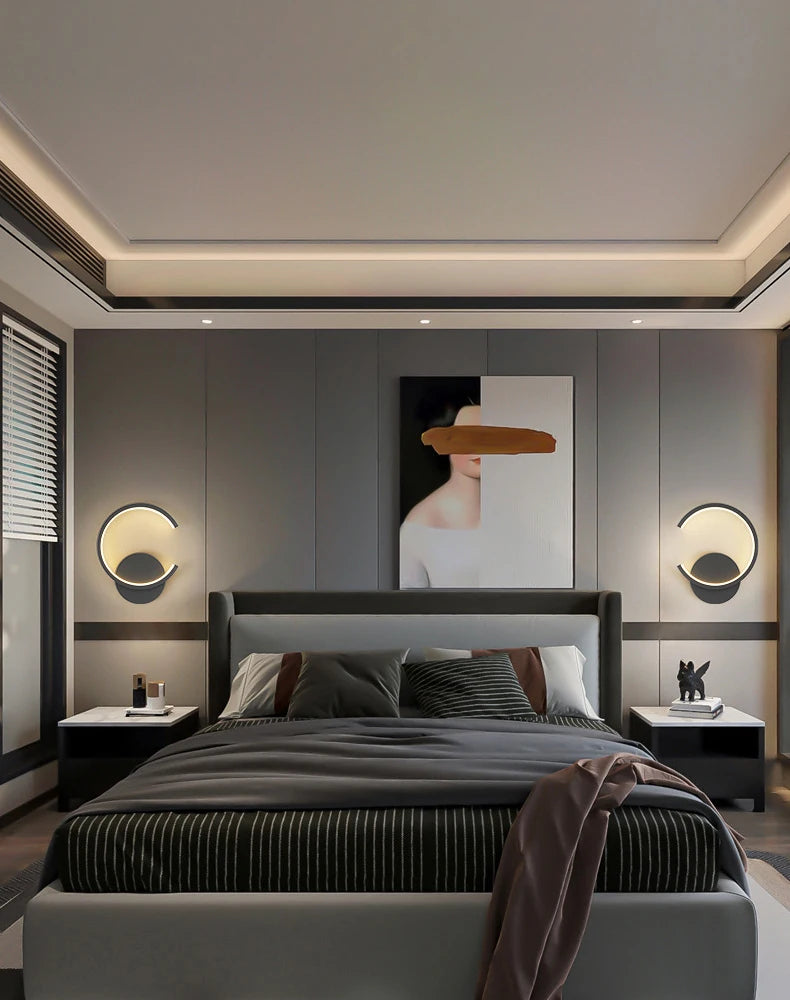 Moderne LED-Wandleuchte – Schwarz, Weiß und Gold – Elegante Beleuchtung für Wohnzimmer, Schlafzimmer und Gänge