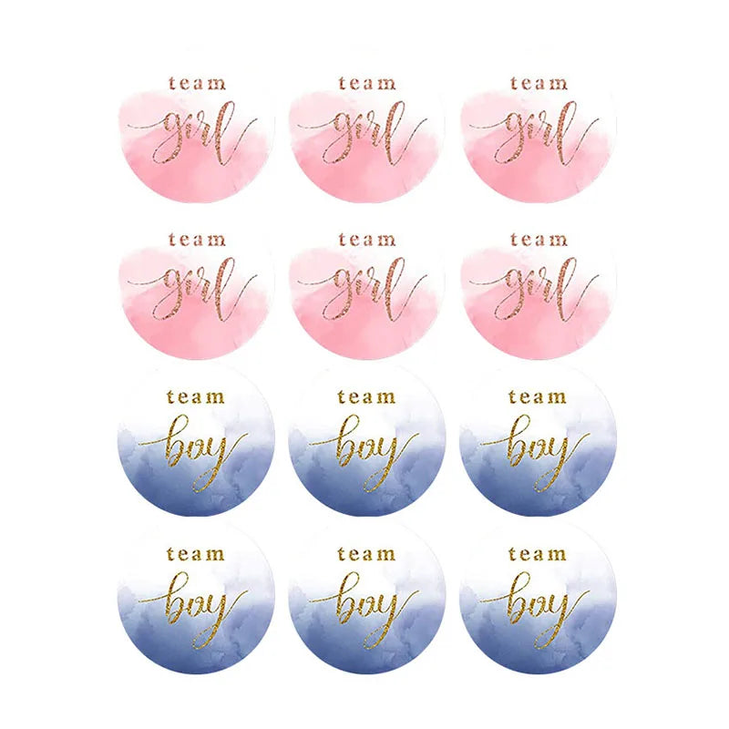 60/120 Gender Reveal Stickers – Team Boy or Team Girl Labels for Baby Shower Decorations and Gift Boxes