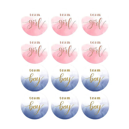 60/120 Gender Reveal Stickers – Team Boy or Team Girl Labels for Baby Shower Decorations and Gift Boxes