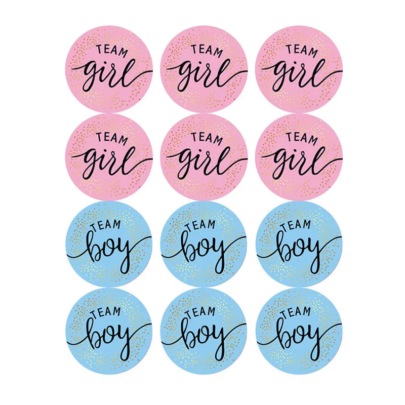 60/120 Gender Reveal Stickers – Team Boy or Team Girl Labels for Baby Shower Decorations and Gift Boxes