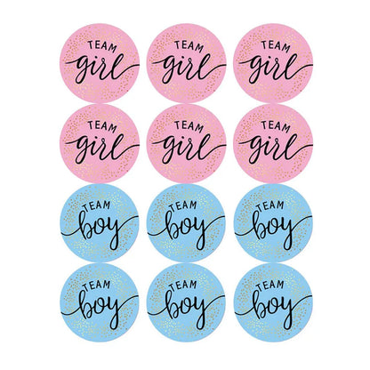 60/120 Gender Reveal Stickers – Team Boy or Team Girl Labels for Baby Shower Decorations and Gift Boxes