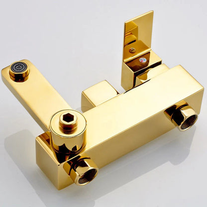 Contemporary Golden Bath & Shower Faucet - Single Handle, Rotatable Lifting Design