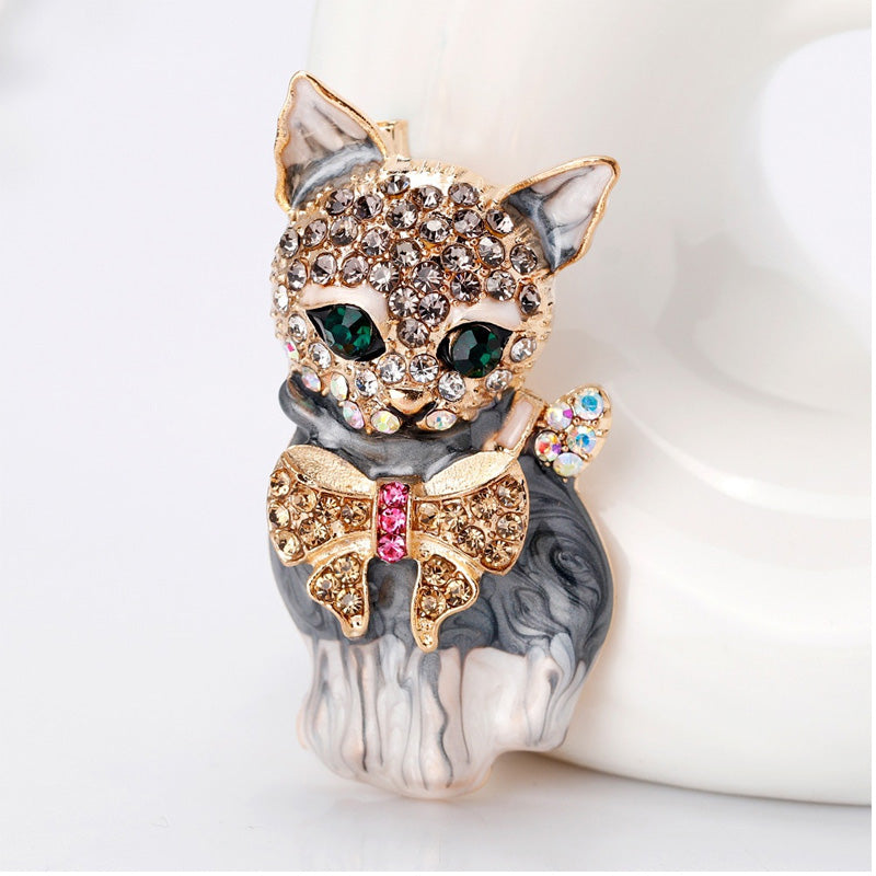 Vibrant Cat Metal Brooch - Stylish Accessory for Women & Kids, Perfect Holiday Gift