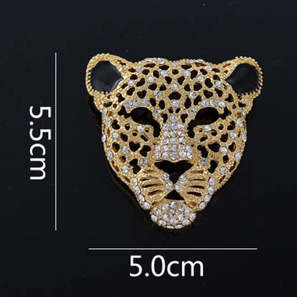 Exquisite Rhinestone-Embellished Panther Head Brooch with Retro Hollow Design for Men's Suits and Women's Sweaters – Elegant Animal-Themed Corsage Pin