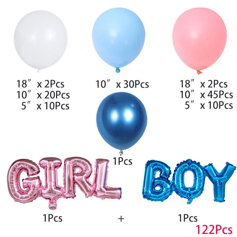 34-122 Piece Gender Reveal Party Kit: Disposable Tableware, Pastel Balloon Garland, and Macaron Balloons for Birthday and Baby Shower Celebrations