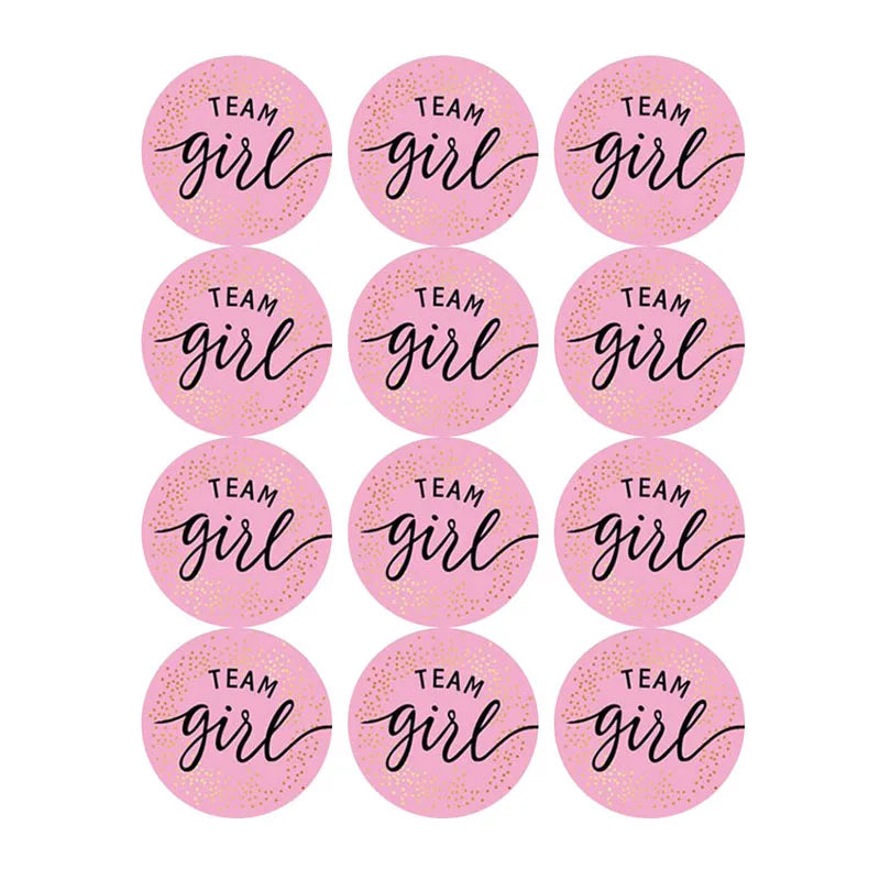 60/120 Gender Reveal Stickers – Team Boy or Team Girl Labels for Baby Shower Decorations and Gift Boxes