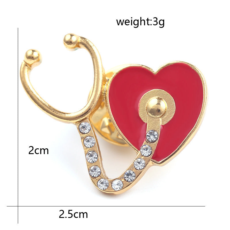 Heart-Shaped Medical Brooch Pin - Stethoscope, Electrocardiogram, and Microscope Design for Nurses and Doctors - Perfect Lapel Jewelry for Backpacks