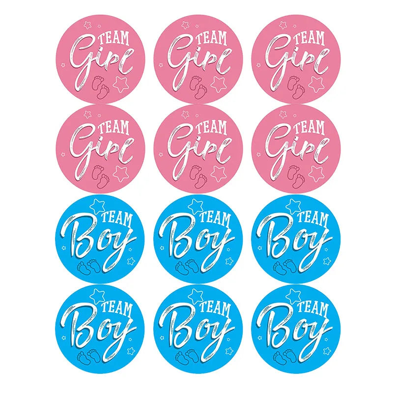 60/120 Gender Reveal Stickers – Team Boy or Team Girl Labels for Baby Shower Decorations and Gift Boxes