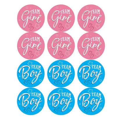 60/120 Gender Reveal Stickers – Team Boy or Team Girl Labels for Baby Shower Decorations and Gift Boxes