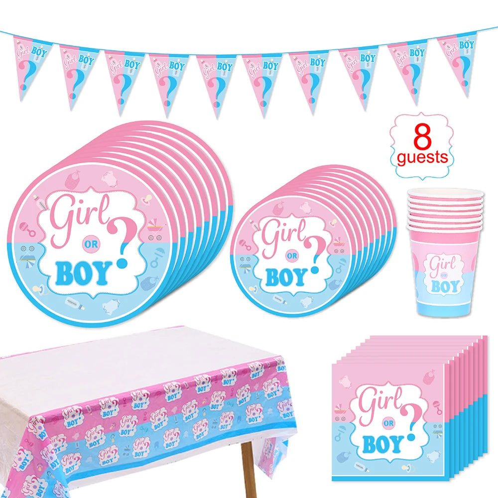 34-122 Piece Gender Reveal Party Kit: Disposable Tableware, Pastel Balloon Garland, and Macaron Balloons for Birthday and Baby Shower Celebrations