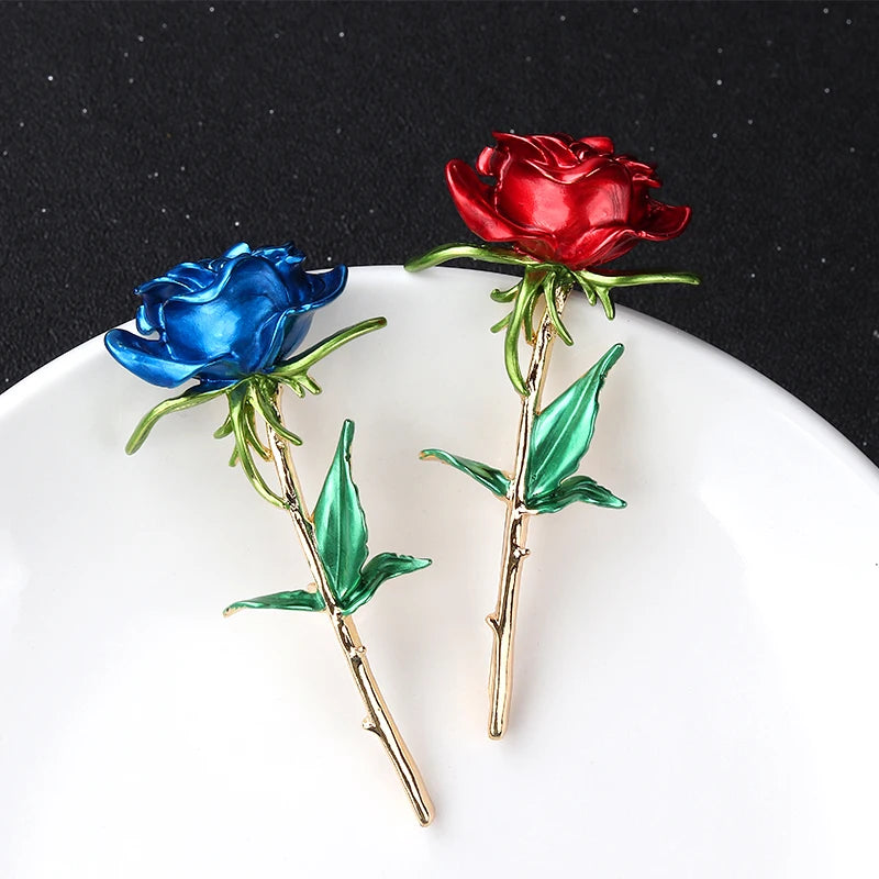 Elegant Rose Flower Brooch with Camellia Design, Featuring Beautifully Painted Enamel - Ideal Accessory for Women’s Party Attire and Special Occasions