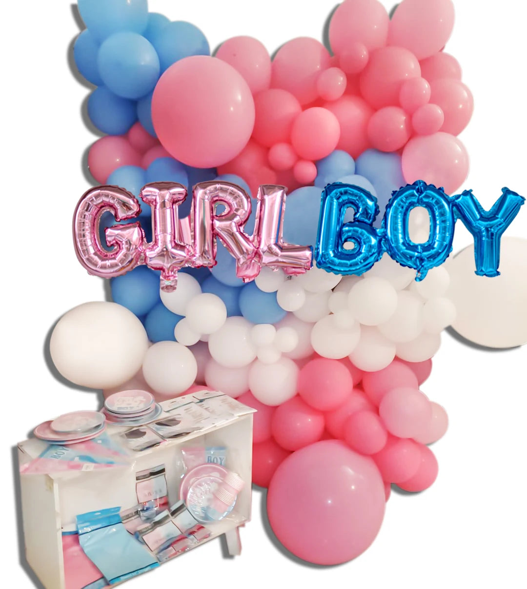 34-122 Piece Gender Reveal Party Kit: Disposable Tableware, Pastel Balloon Garland, and Macaron Balloons for Birthday and Baby Shower Celebrations