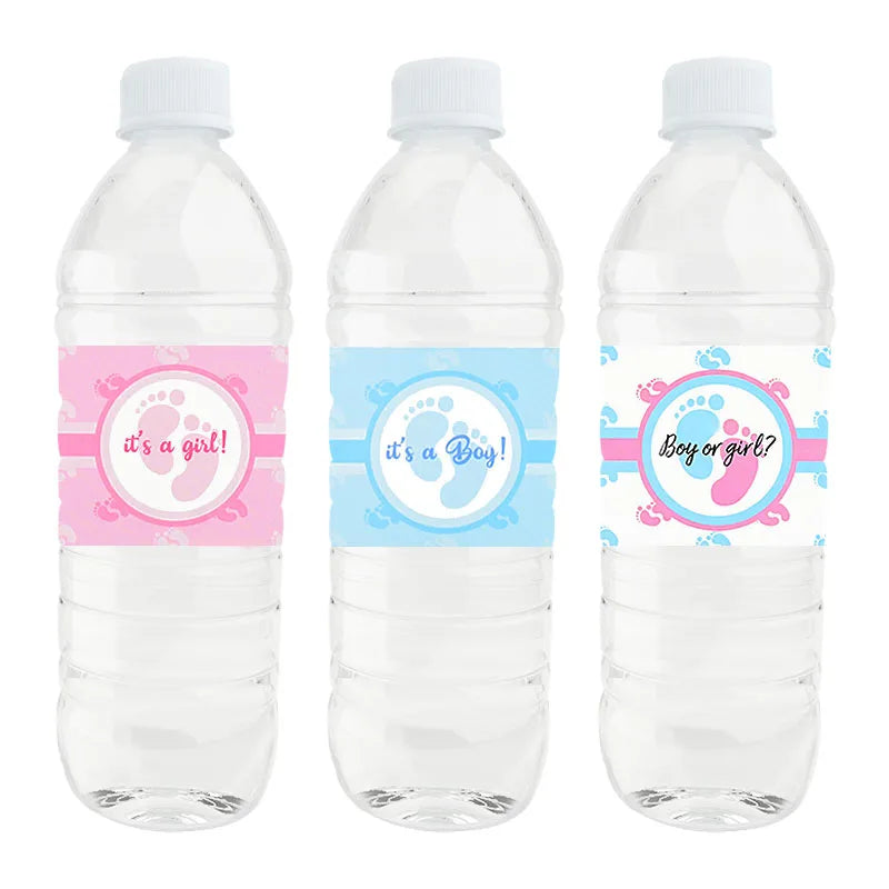 12-Piece Baby Shower Water Bottle Labels – Gender Reveal or Christening Gift Stickers – ‘It’s a Boy/Girl’ Decorations