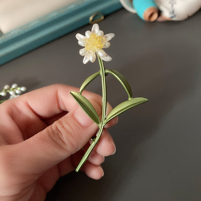 Elegant Retro Palace Floral Brooch with Pearl Accents – Forest-Themed Coat Pin and Corsage Accessory