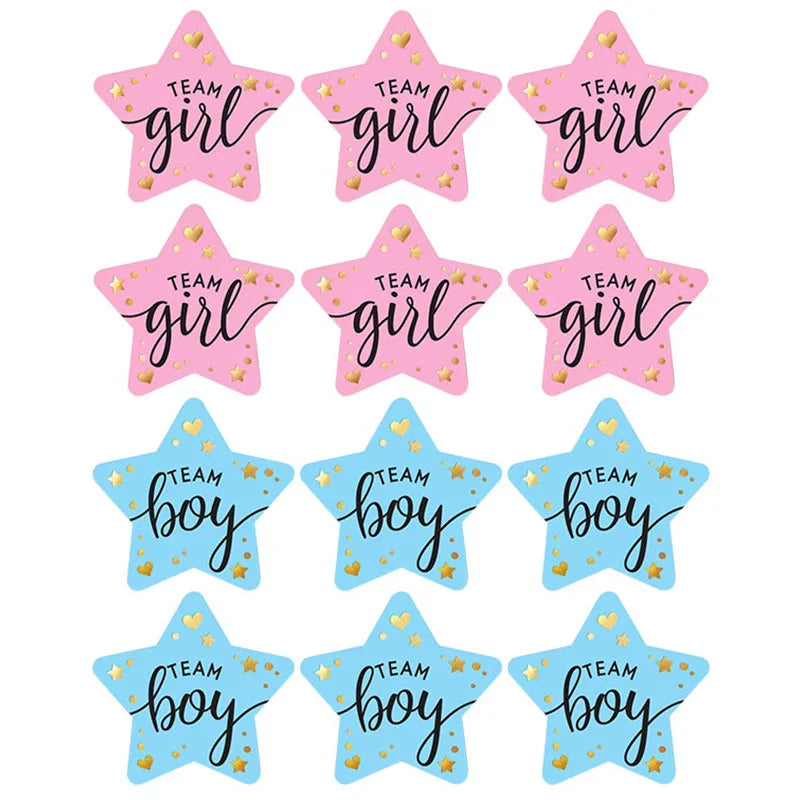 60/120 Gender Reveal Stickers – Team Boy or Team Girl Labels for Baby Shower Decorations and Gift Boxes