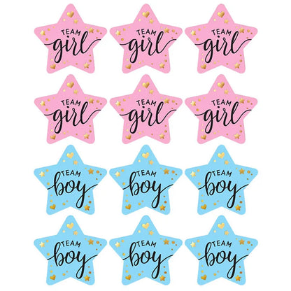 60/120 Gender Reveal Stickers – Team Boy or Team Girl Labels for Baby Shower Decorations and Gift Boxes