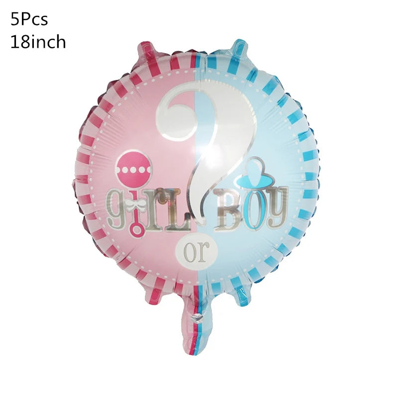 Gender Reveal Party Decoration Kit – 'Boy or Girl' Balloon Banner with Disposable Tableware and Baby Shower Balloons