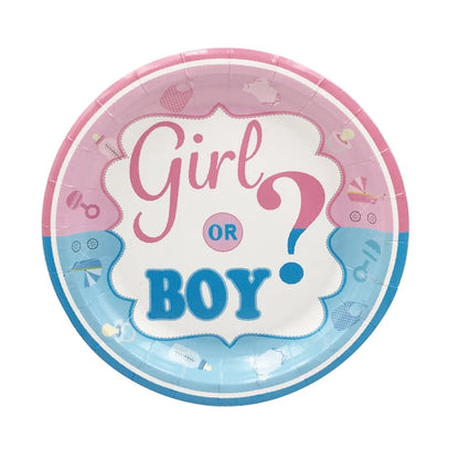 Gender Reveal Party Decoration Kit – 'Boy or Girl' Balloon Banner with Disposable Tableware and Baby Shower Balloons