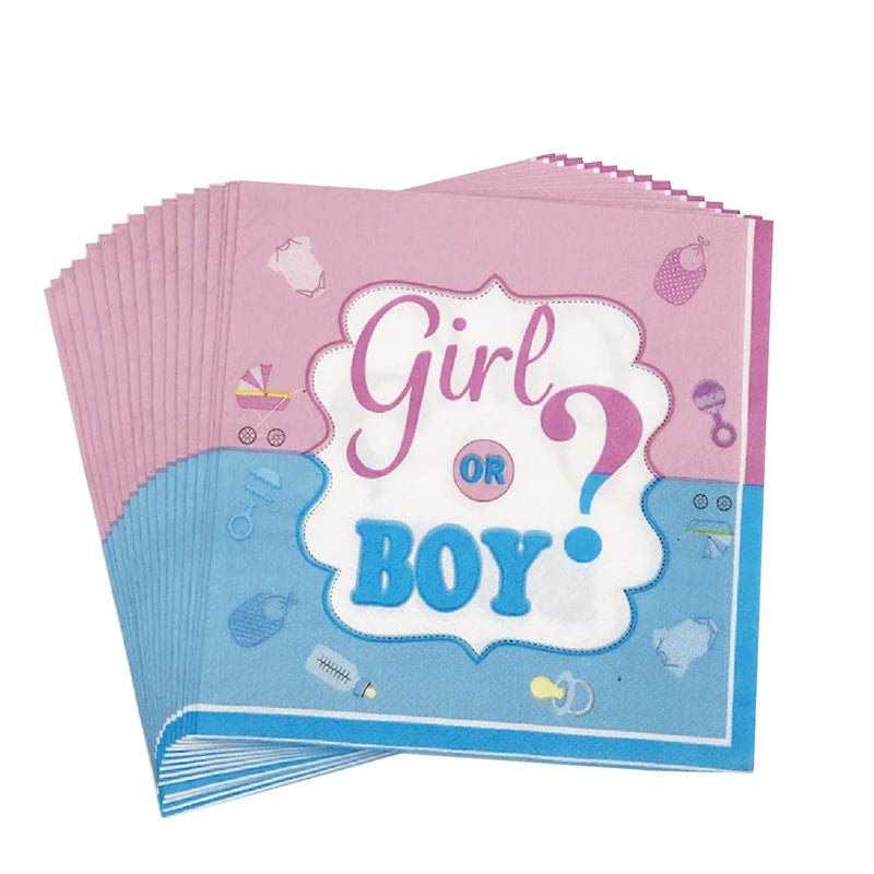 Gender Reveal Party Decoration Kit – 'Boy or Girl' Balloon Banner with Disposable Tableware and Baby Shower Balloons