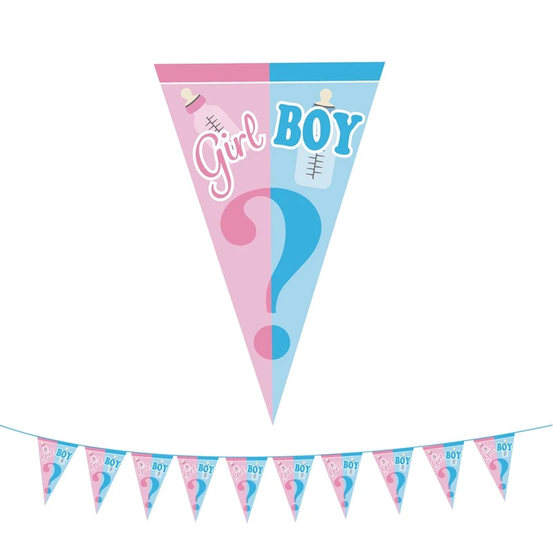 Deko-Set für die Gender-Reveal-Party – „Junge oder Mädchen“-Ballonbanner mit Einweggeschirr und Babyparty-Ballons