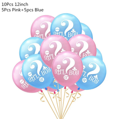 Deko-Set für die Gender-Reveal-Party – „Junge oder Mädchen“-Ballonbanner mit Einweggeschirr und Babyparty-Ballons