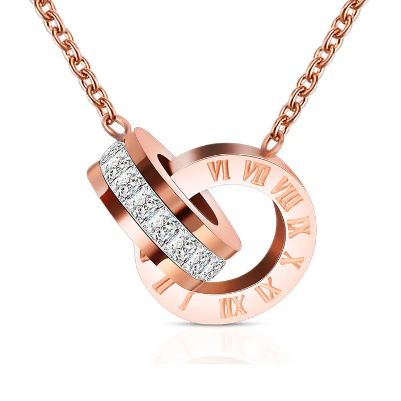 Elegant Roman Numeral Pendant Necklace for Women | 316L Stainless Steel Fashion Jewelry