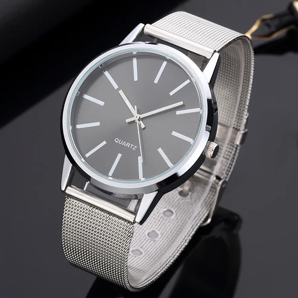 2023 Luxe Damen-Quarzuhr in Silber, minimalistisch – elegante Business-Uhr mit atmungsaktivem Leder und Stahl