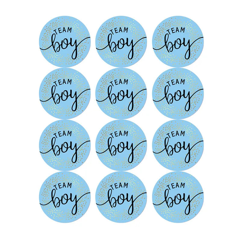 60/120 Gender Reveal Stickers – Team Boy or Team Girl Labels for Baby Shower Decorations and Gift Boxes