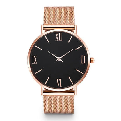 Luxury Rose Gold Women's Watch with Stainless Steel Mesh Strap - Elegant Quartz Dress Timepiece