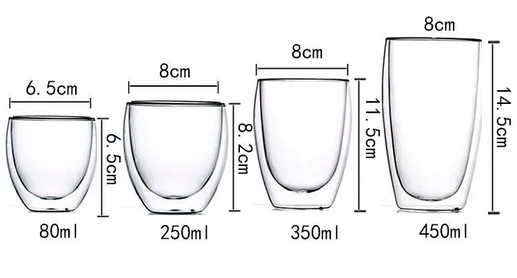 18-teiliges doppelwandiges Becherset aus Borosilikatglas – hitzebeständige Tassen für Tee, Kaffee, Saft und mehr – ideales Geschenk für Barzubehör-Enthusiasten