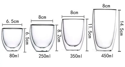 18-teiliges doppelwandiges Becherset aus Borosilikatglas – hitzebeständige Tassen für Tee, Kaffee, Saft und mehr – ideales Geschenk für Barzubehör-Enthusiasten