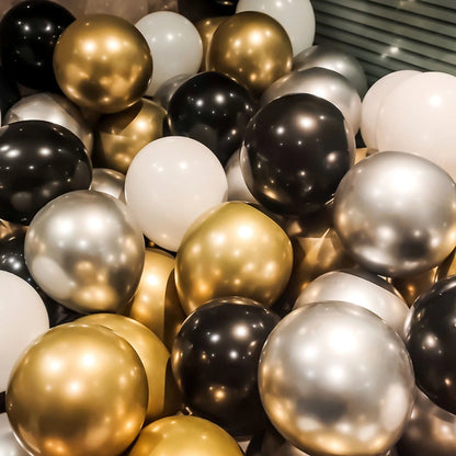 30/40pcs 10-Inch Metallic Silver & Gold Confetti Balloons – Perfect for Weddings, Baby Showers, and Birthday Parties