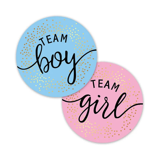 60/120 Gender Reveal Stickers – Team Boy or Team Girl Labels for Baby Shower Decorations and Gift Boxes