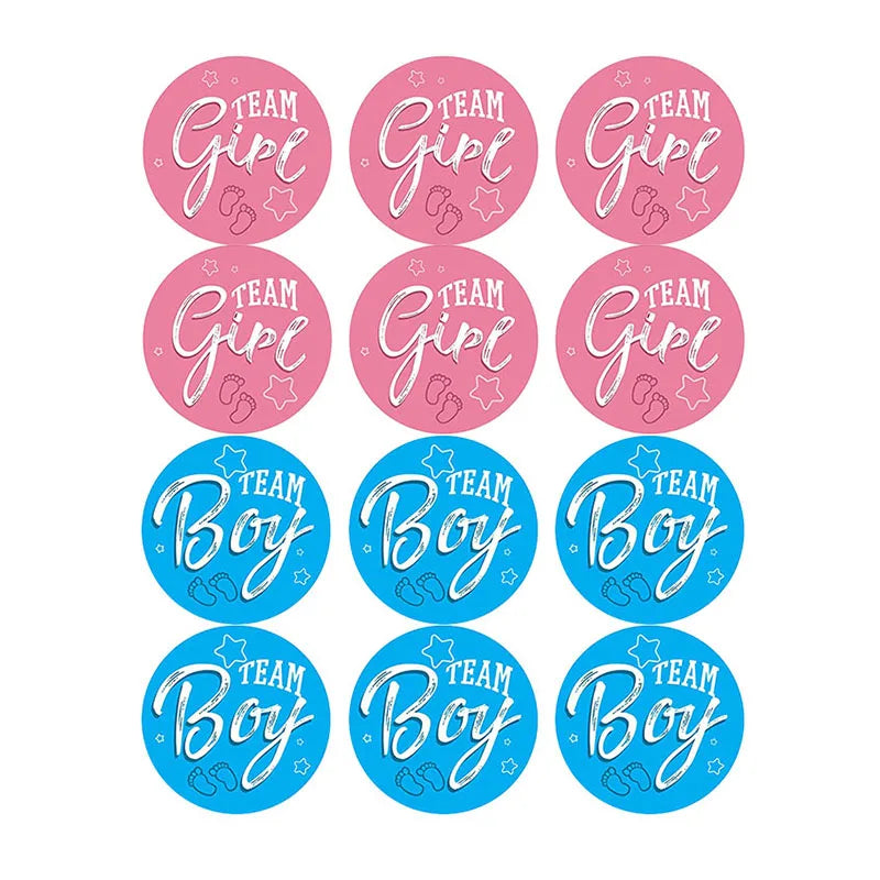 60/120 Gender Reveal Stickers – Team Boy or Team Girl Labels for Baby Shower Decorations and Gift Boxes