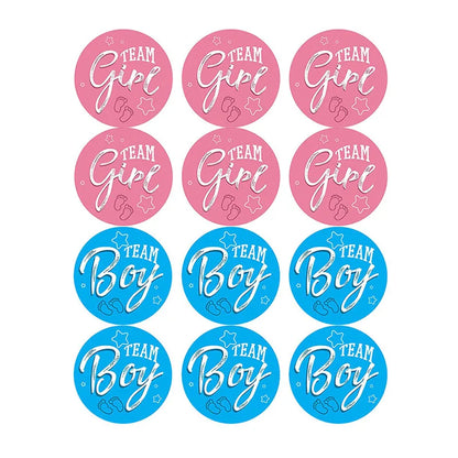 60/120 Gender Reveal Stickers – Team Boy or Team Girl Labels for Baby Shower Decorations and Gift Boxes