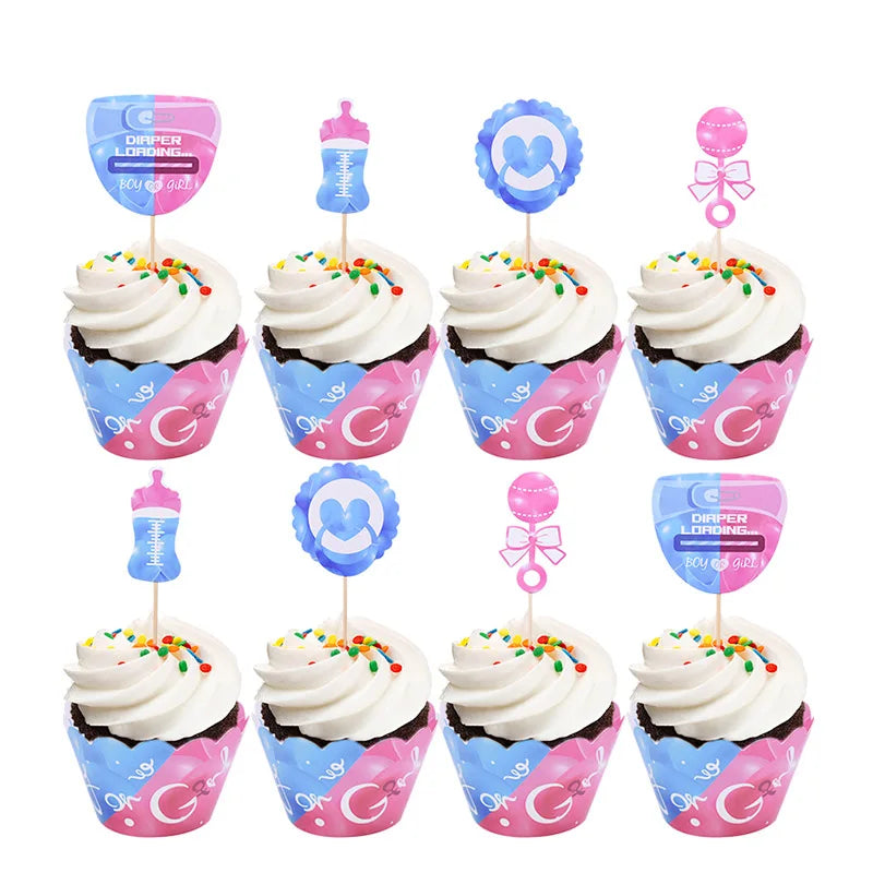 Gender Reveal Party Decoration Kit – 'Boy or Girl' Balloon Banner with Disposable Tableware and Baby Shower Balloons