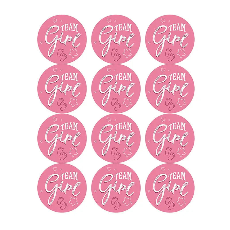 60/120 Gender Reveal Stickers – Team Boy or Team Girl Labels for Baby Shower Decorations and Gift Boxes