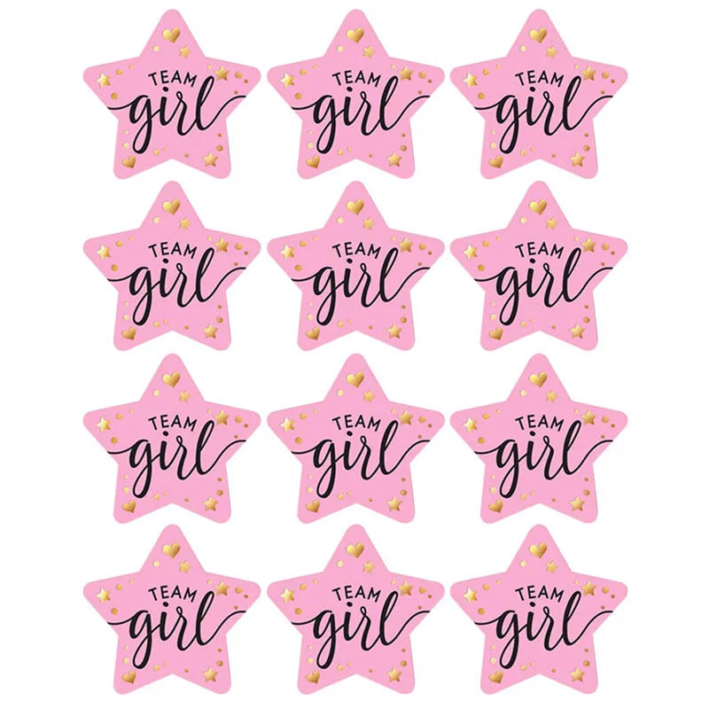 60/120 Gender Reveal Stickers – Team Boy or Team Girl Labels for Baby Shower Decorations and Gift Boxes