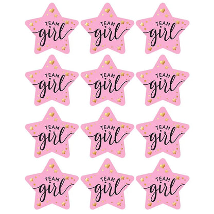 60/120 Gender Reveal Stickers – Team Boy or Team Girl Labels for Baby Shower Decorations and Gift Boxes