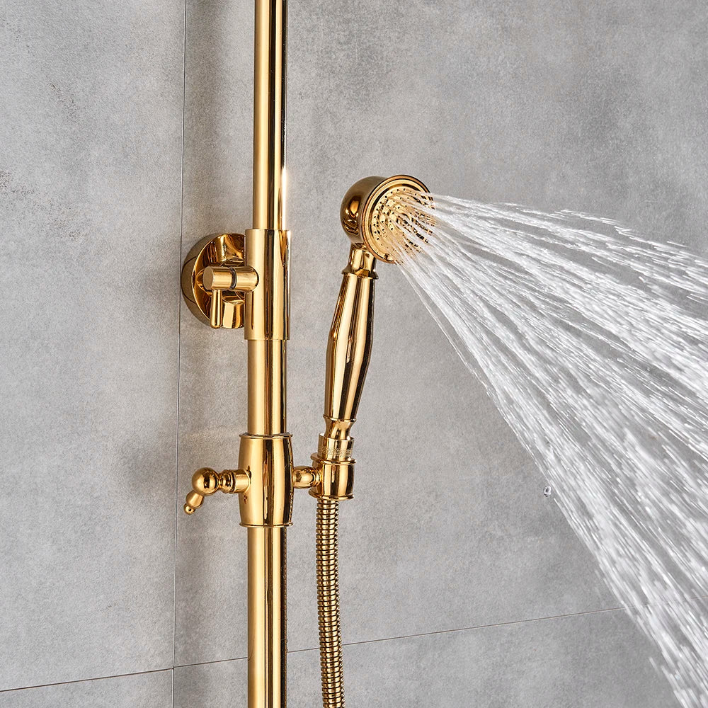 Contemporary Golden Bath & Shower Faucet - Single Handle, Rotatable Lifting Design