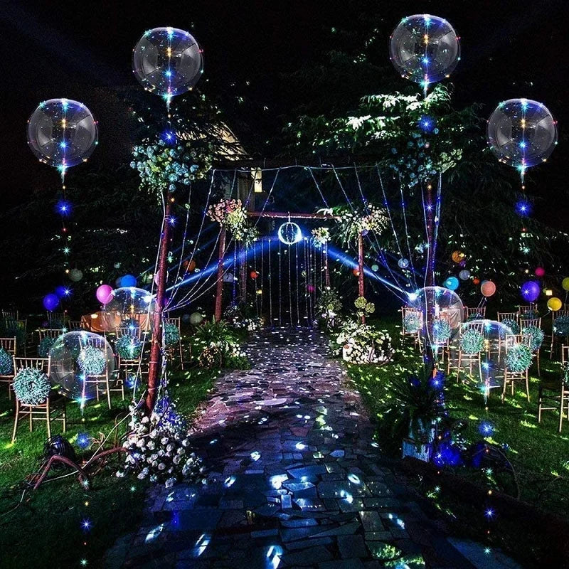 LED Balloon Column Stand with Luminous Transparent Bobo Balloons and LED String Lights – Perfect for Weddings and Birthday Parties