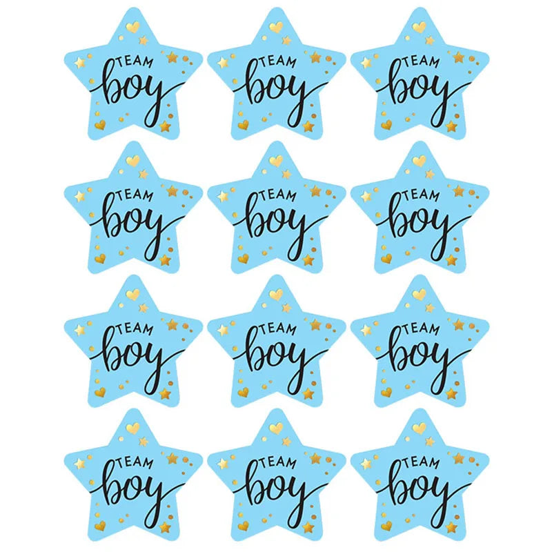 60/120 Gender Reveal Stickers – Team Boy or Team Girl Labels for Baby Shower Decorations and Gift Boxes