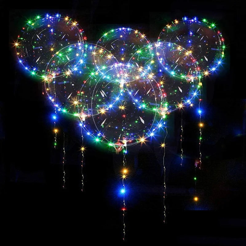 LED Balloon Column Stand with Luminous Transparent Bobo Balloons and LED String Lights – Perfect for Weddings and Birthday Parties