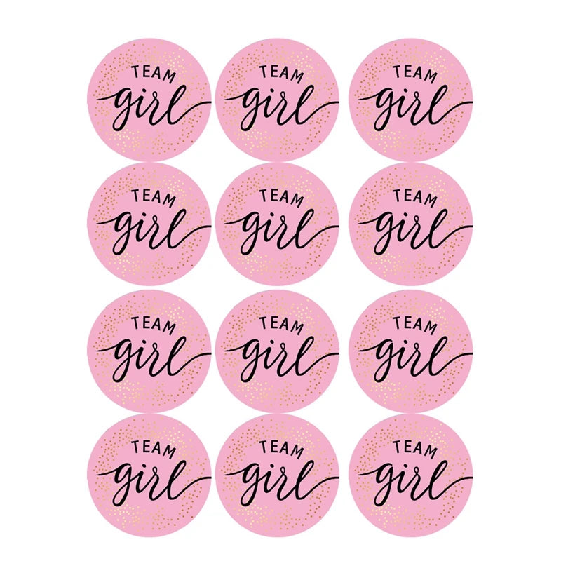 60/120 Gender Reveal Stickers – Team Boy or Team Girl Labels for Baby Shower Decorations and Gift Boxes