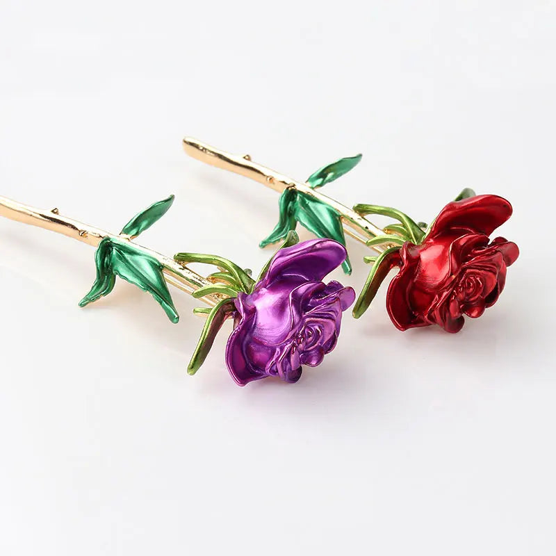 Elegant Rose Flower Brooch with Camellia Design, Featuring Beautifully Painted Enamel - Ideal Accessory for Women’s Party Attire and Special Occasions